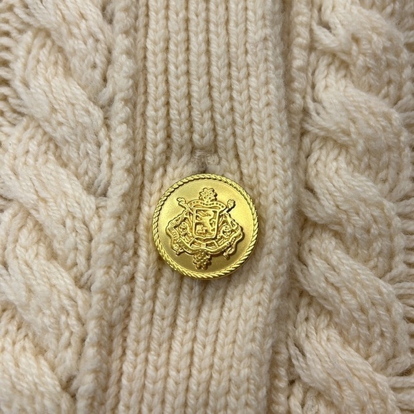 J.Crew Ruffleneck Cable Cardigan Sweater XXL White Cream BV351 Gold Buttons NWT - Picture 9 of 13